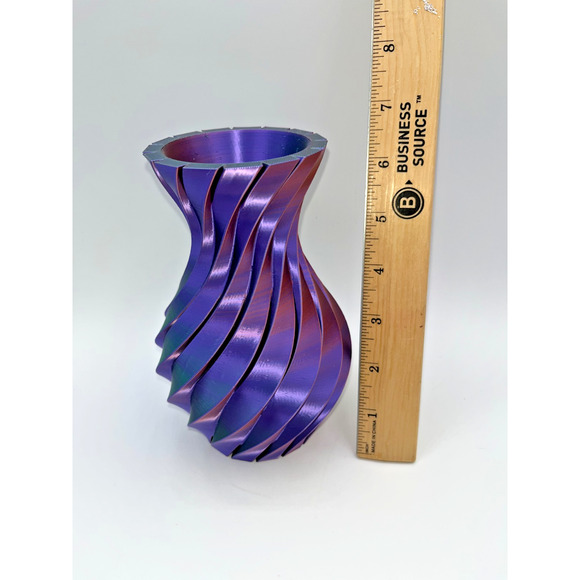 3D Printed Swirled Modern Flower Vase Multi Color Metallic Purple Pink Blue OOAK - Picture 16 of 16